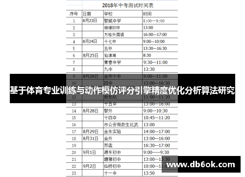 基于体育专业训练与动作模仿评分引擎精度优化分析算法研究